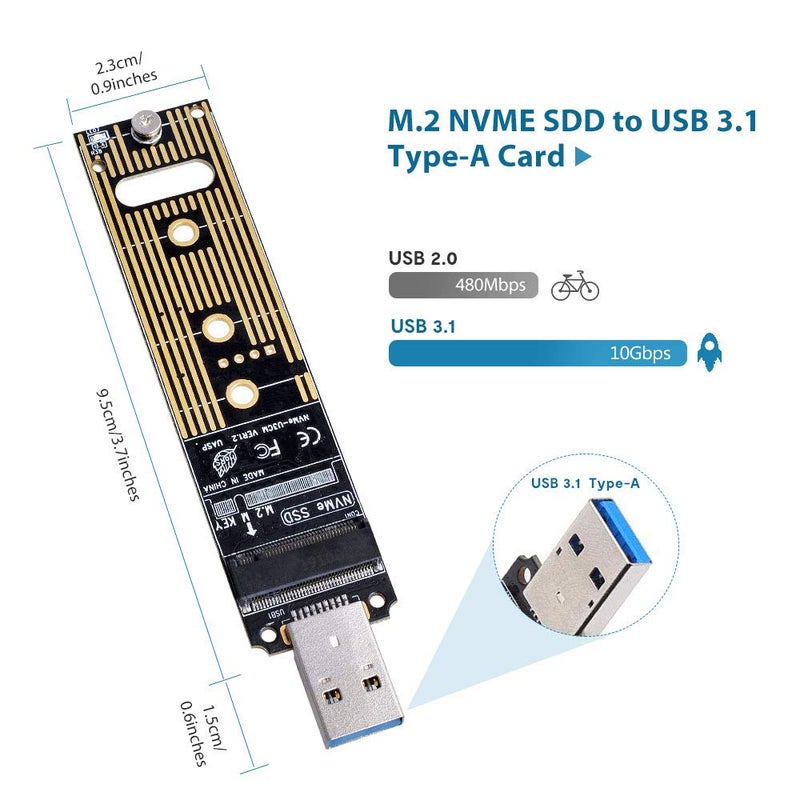 JESOT NVMe to USB Adapter, M.2 SSD Portable Converter, PCIe Based M Key Hard Drive Reader, 10 Gbps USB 3.1 Gen 2 Bridge Chip, Hot Swap, Windows, MAC OS - Image 3